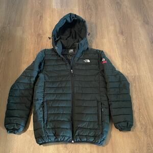 Vintage The North Face Summit Series Black Puffer Hooded Jacket Quilted - Large